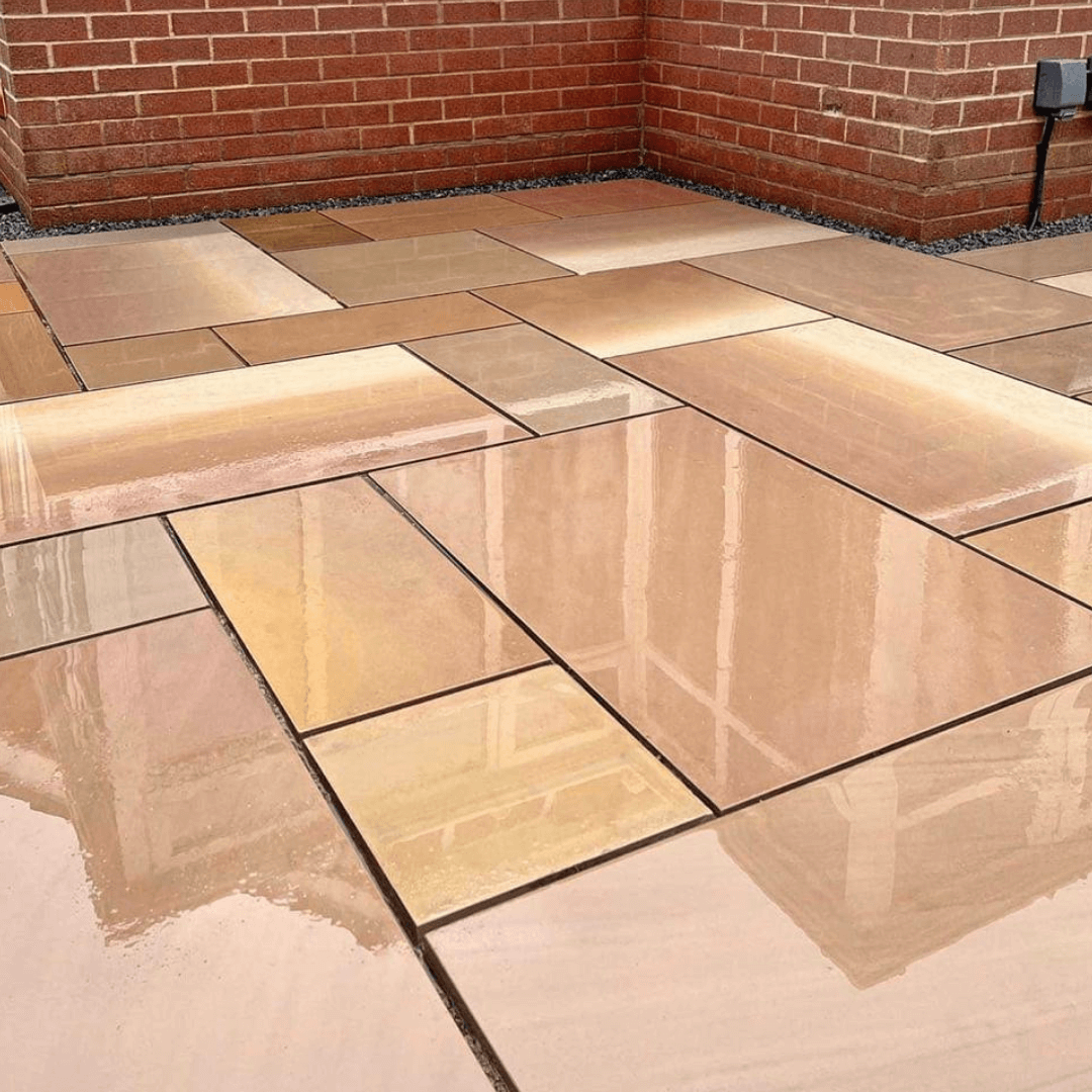 Indian stone paving driveway installation