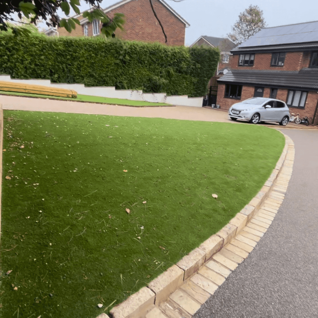 Close up front garden artificial grass