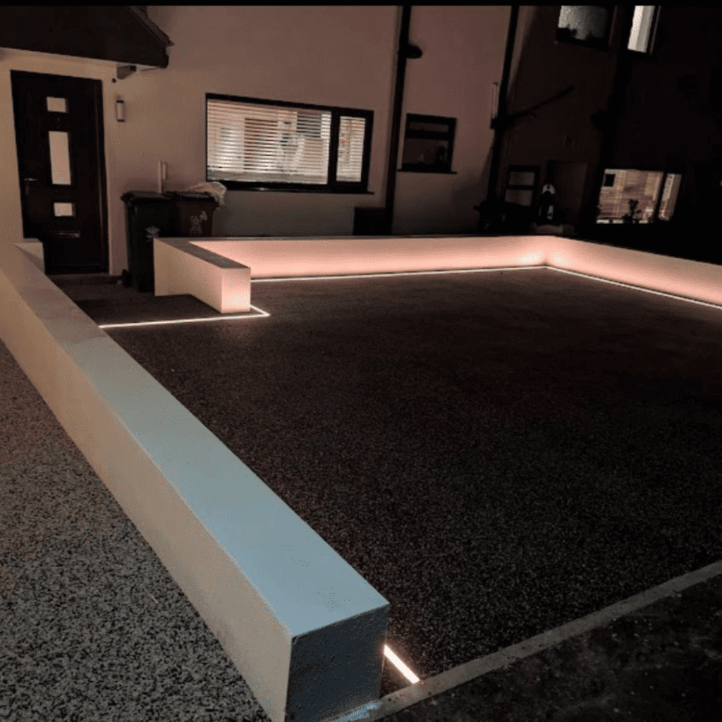 Resin bound driveway night shot
